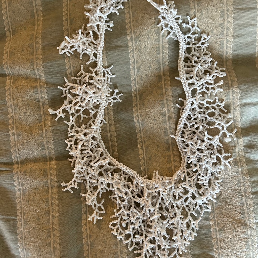 White Coral Necklace- hand beaded